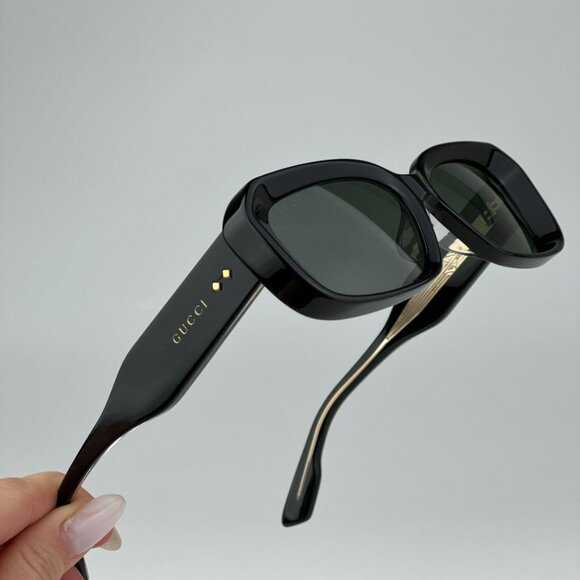 Gucci GG1531SK 001 BRAND NEW Sunglasses Black Grey Unisex Rectangle - Picture 6 of 14